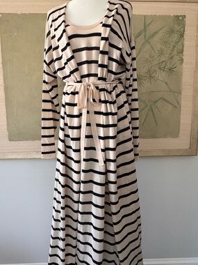 Zara Striped Maxi Tank Dress with Matching Maxi Cardigan